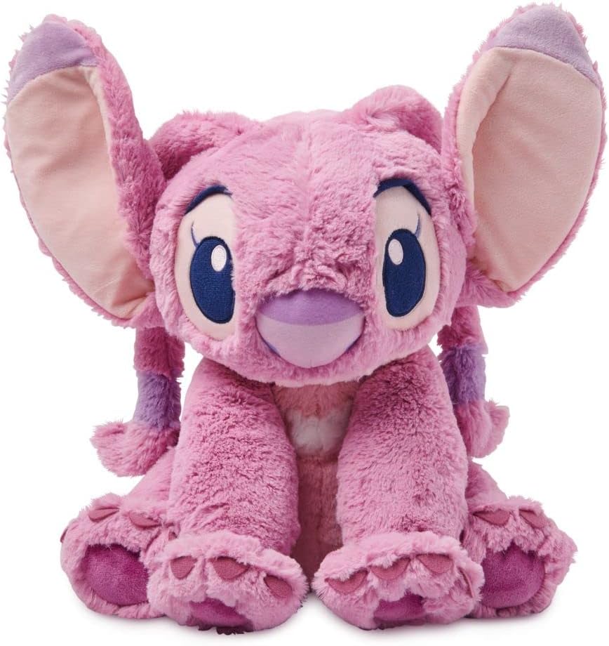 Disney Store Official Angel Medium Soft Toy for Kids - Cuddly Character with Fuzzy Texture & Embroidered Details - Flexible Floppy Ears - Disney Plushy Suitable for All Ages 