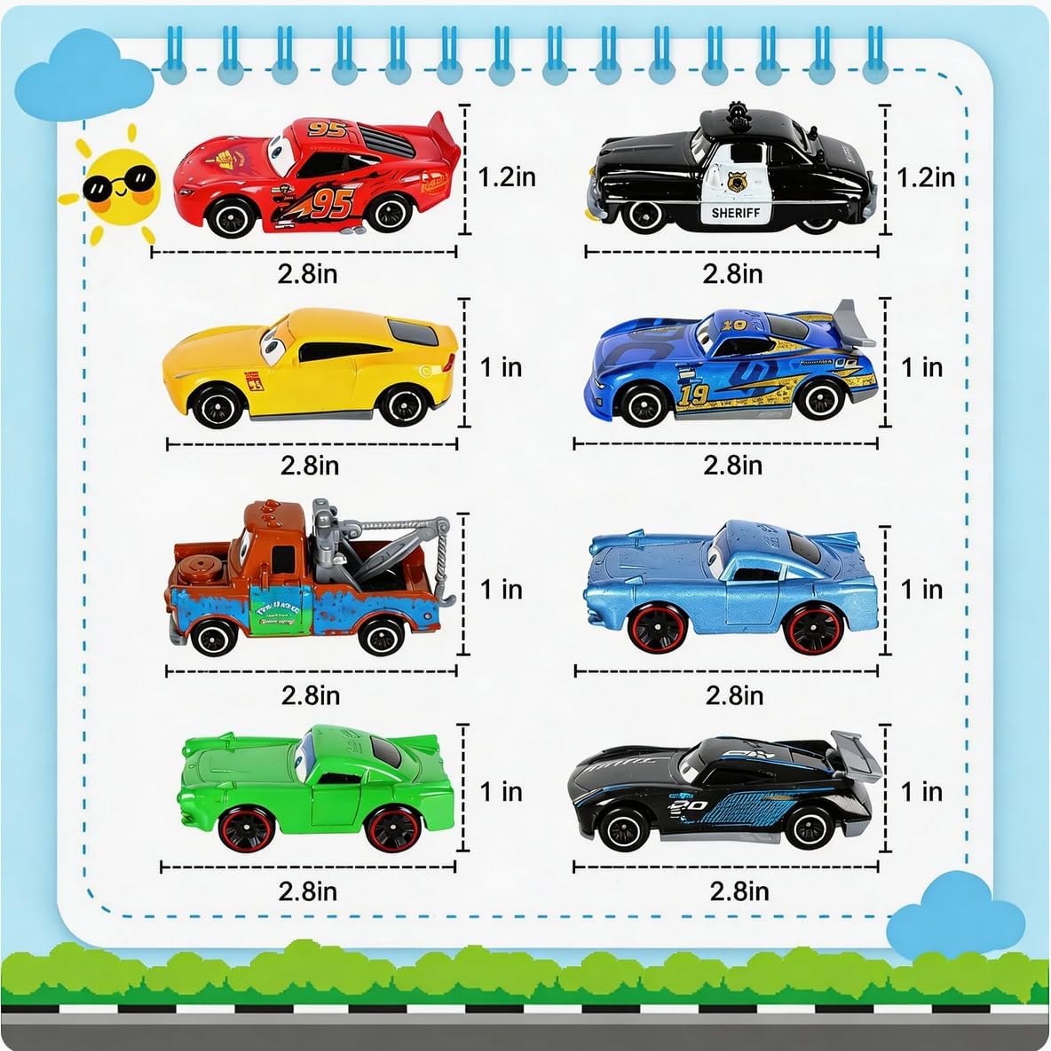 1/55 Scale Diecast Race Cars for Kids - Action Alloy Vehicle Set with Cool Design, Birthday for Boys Girls Ages 3 4 5 6