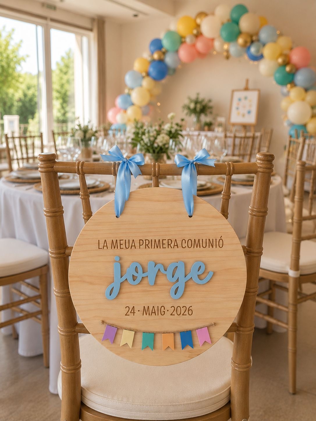 Placa comunión banderines 🕊️