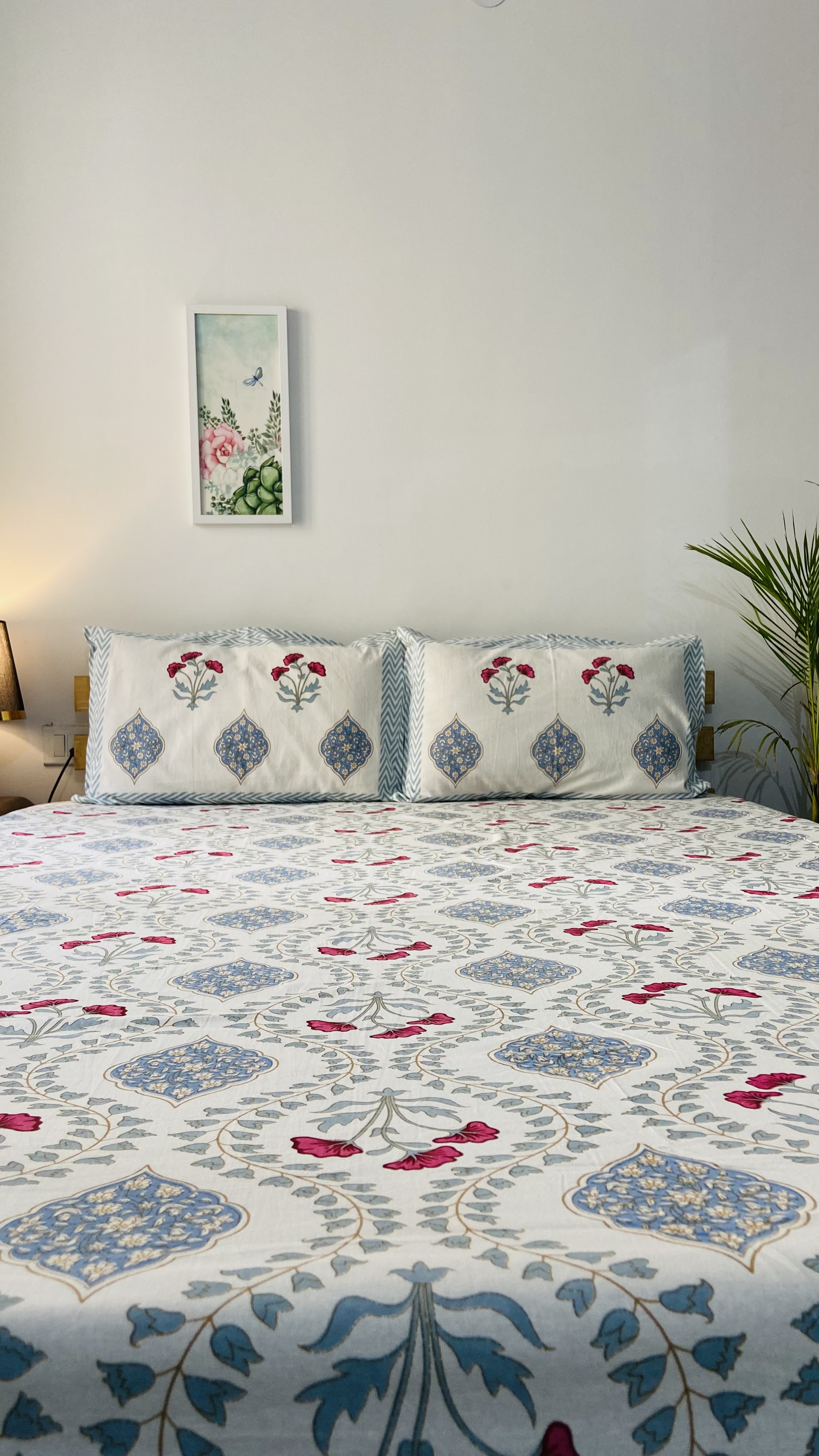 Floral Screenprinted King Size Bedsheet