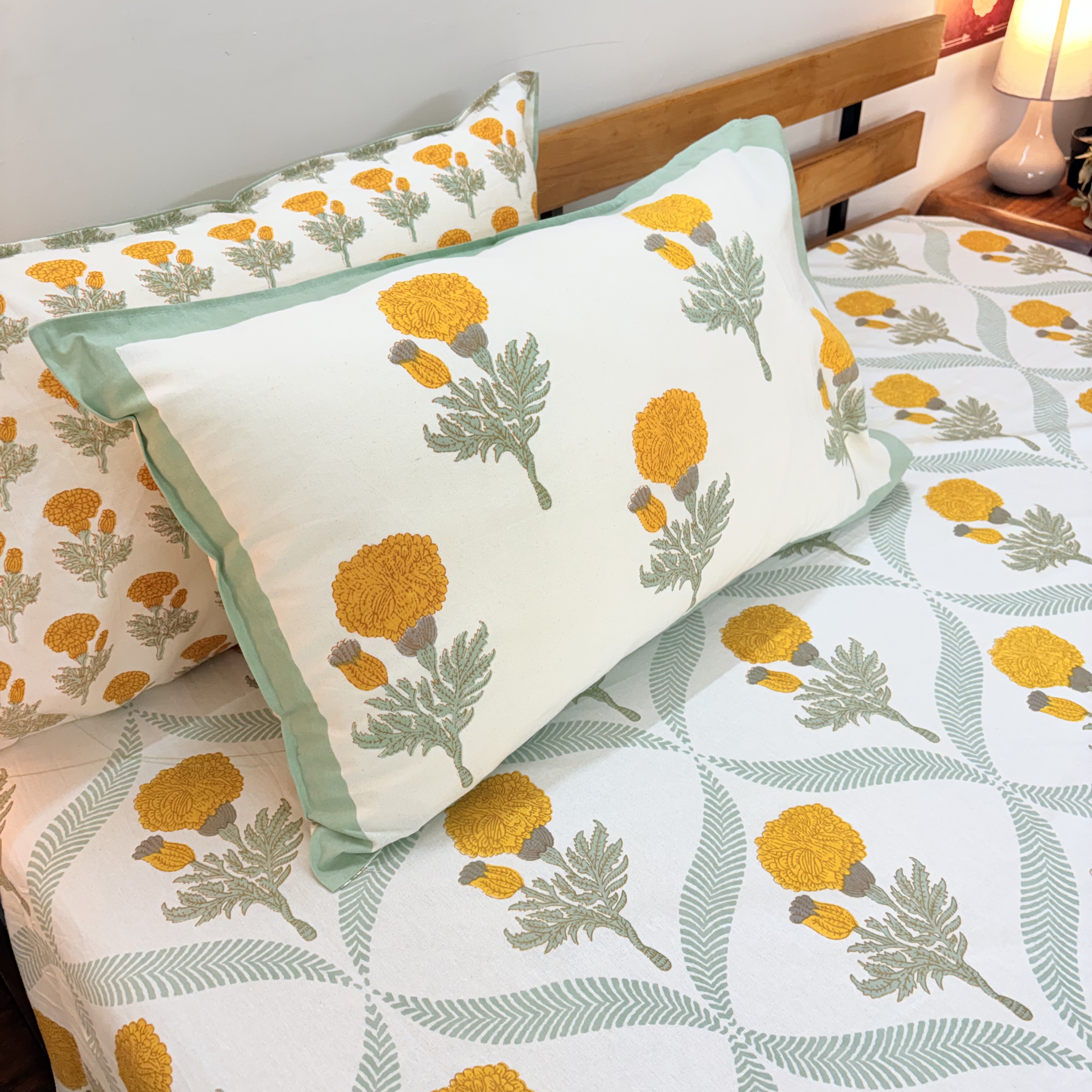Marigold Floral Cotton Bedsheet Set