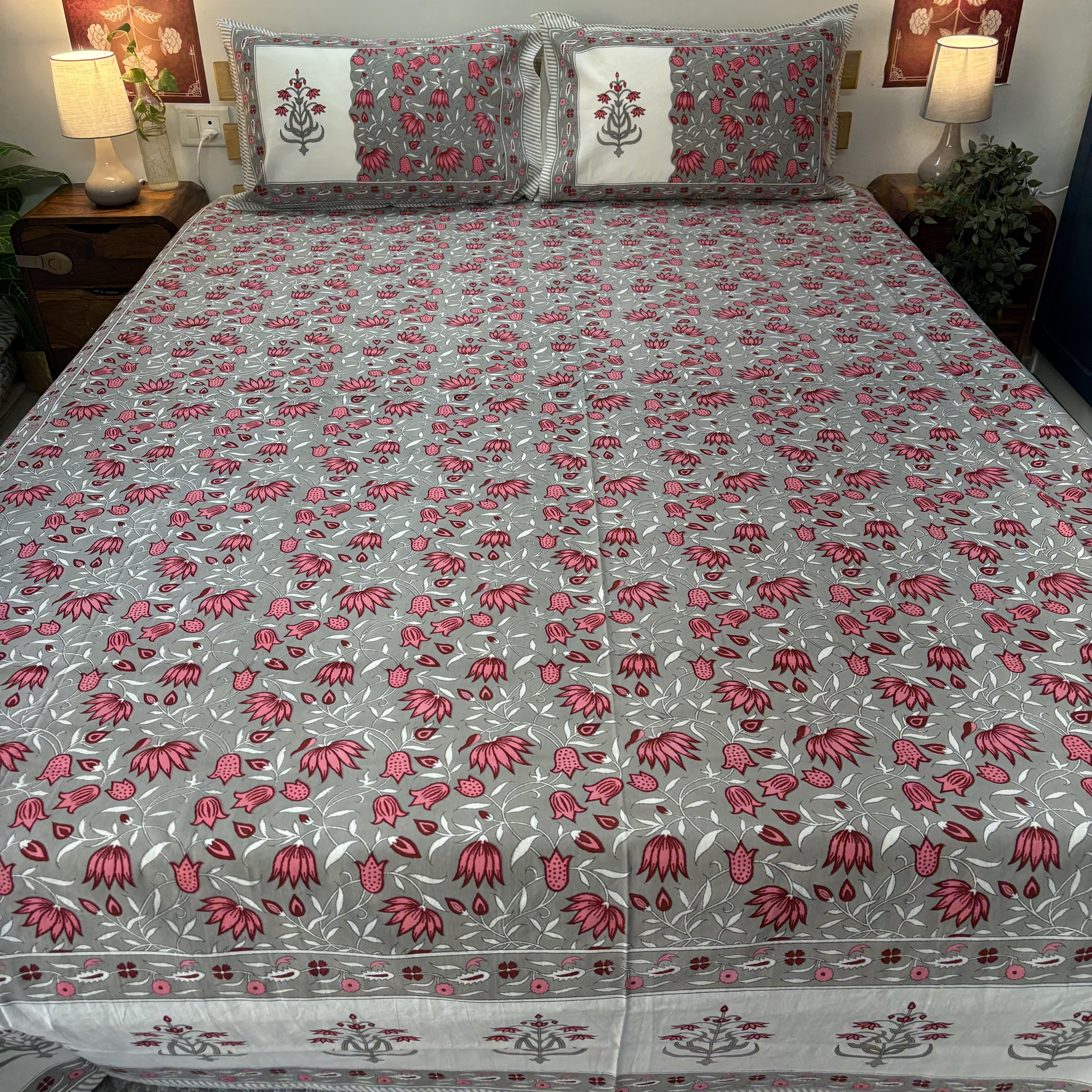 Floral Printed Cotton Bedsheet Set