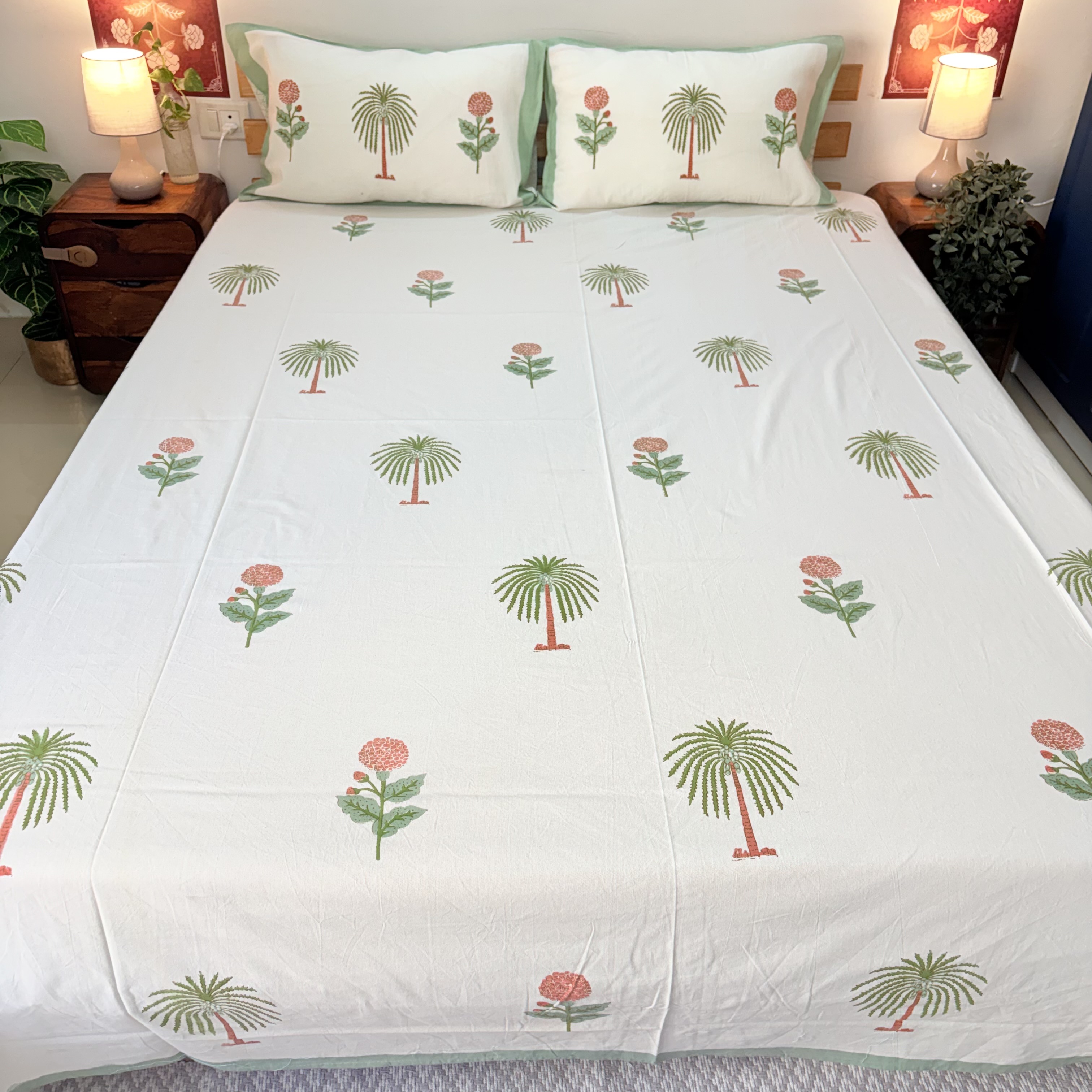Botanical Print Cotton Bedsheet Set