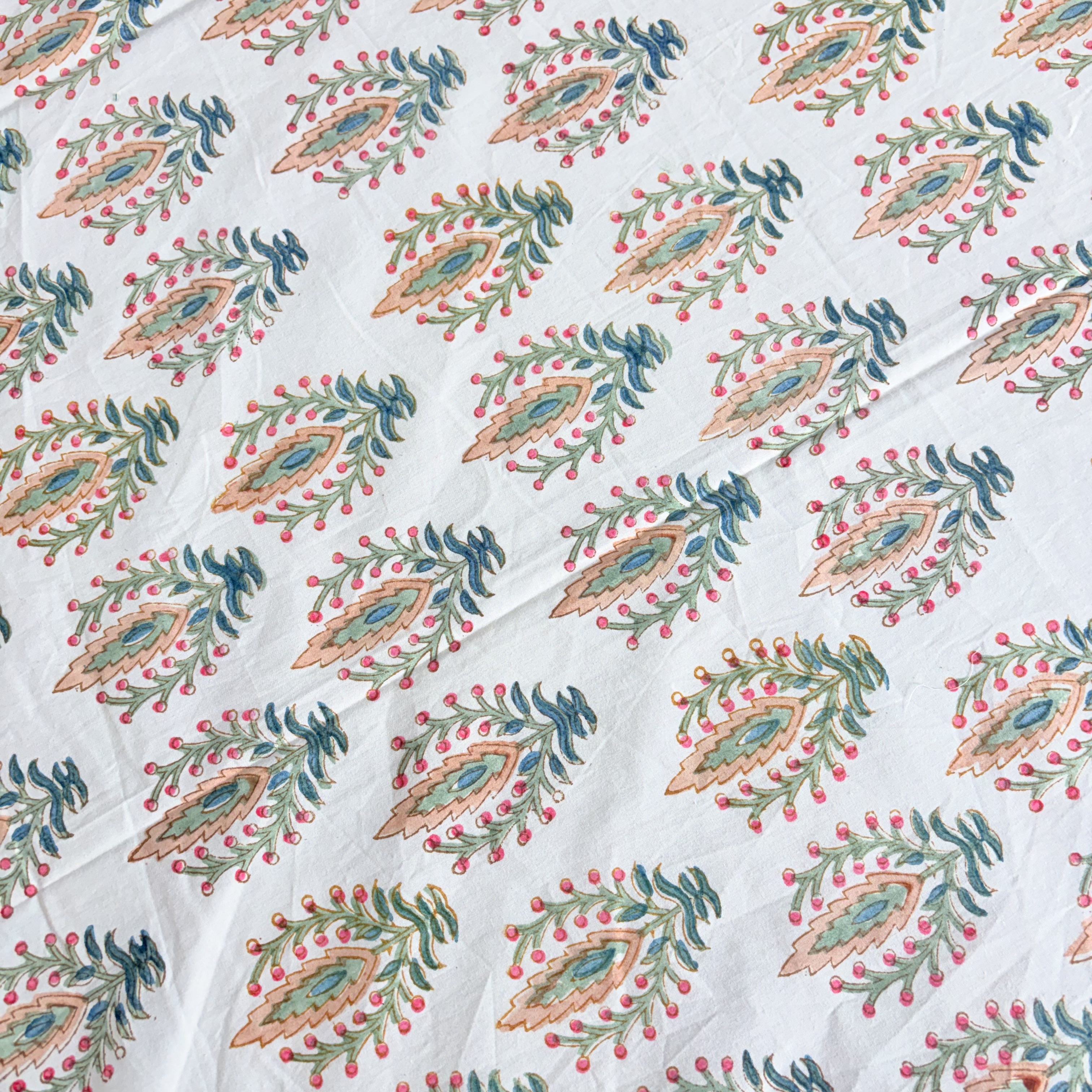 Percale Cotton Handblock Floral Print Cotton Bedsheet