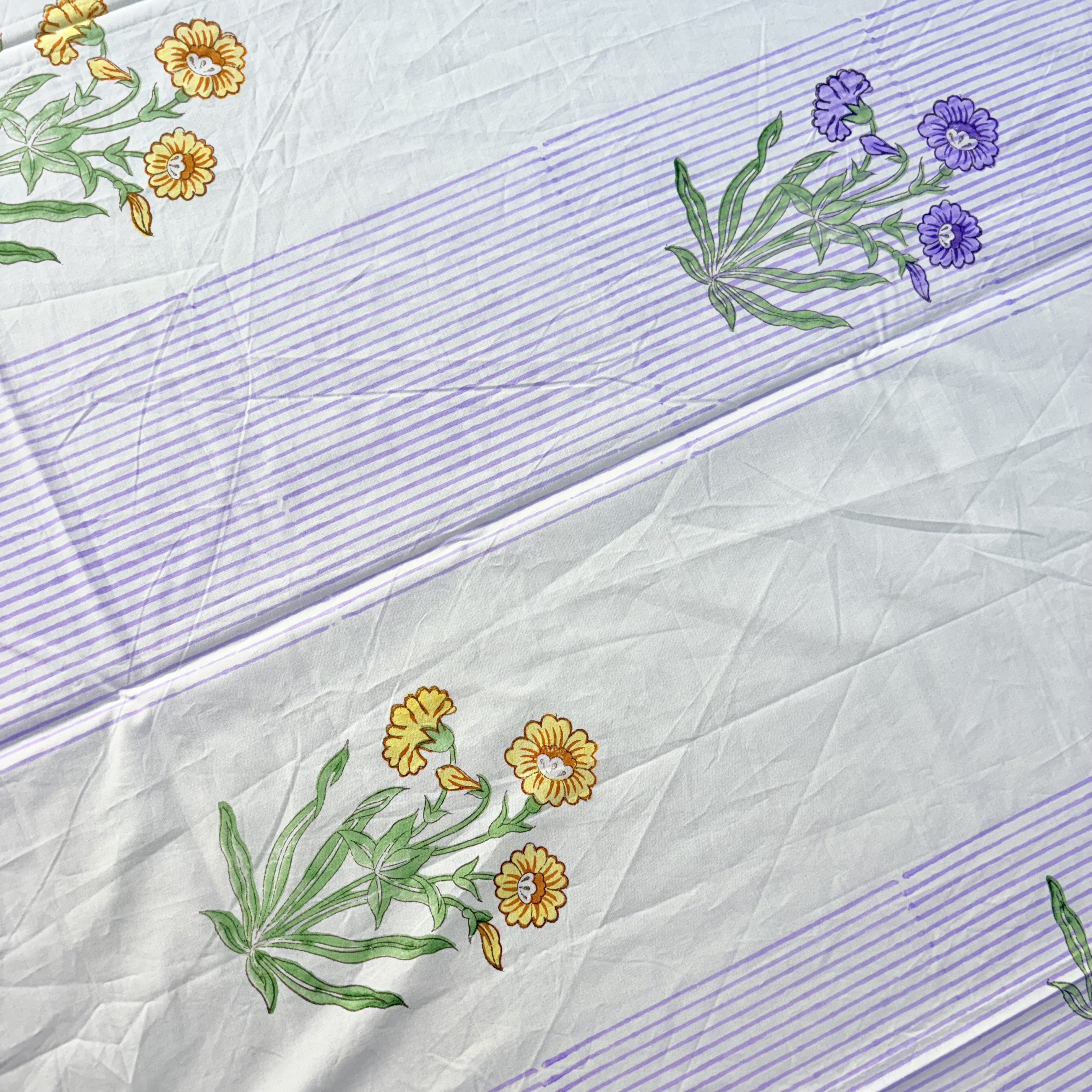 Percale Cotton Handblock Floral Bedsheet Set