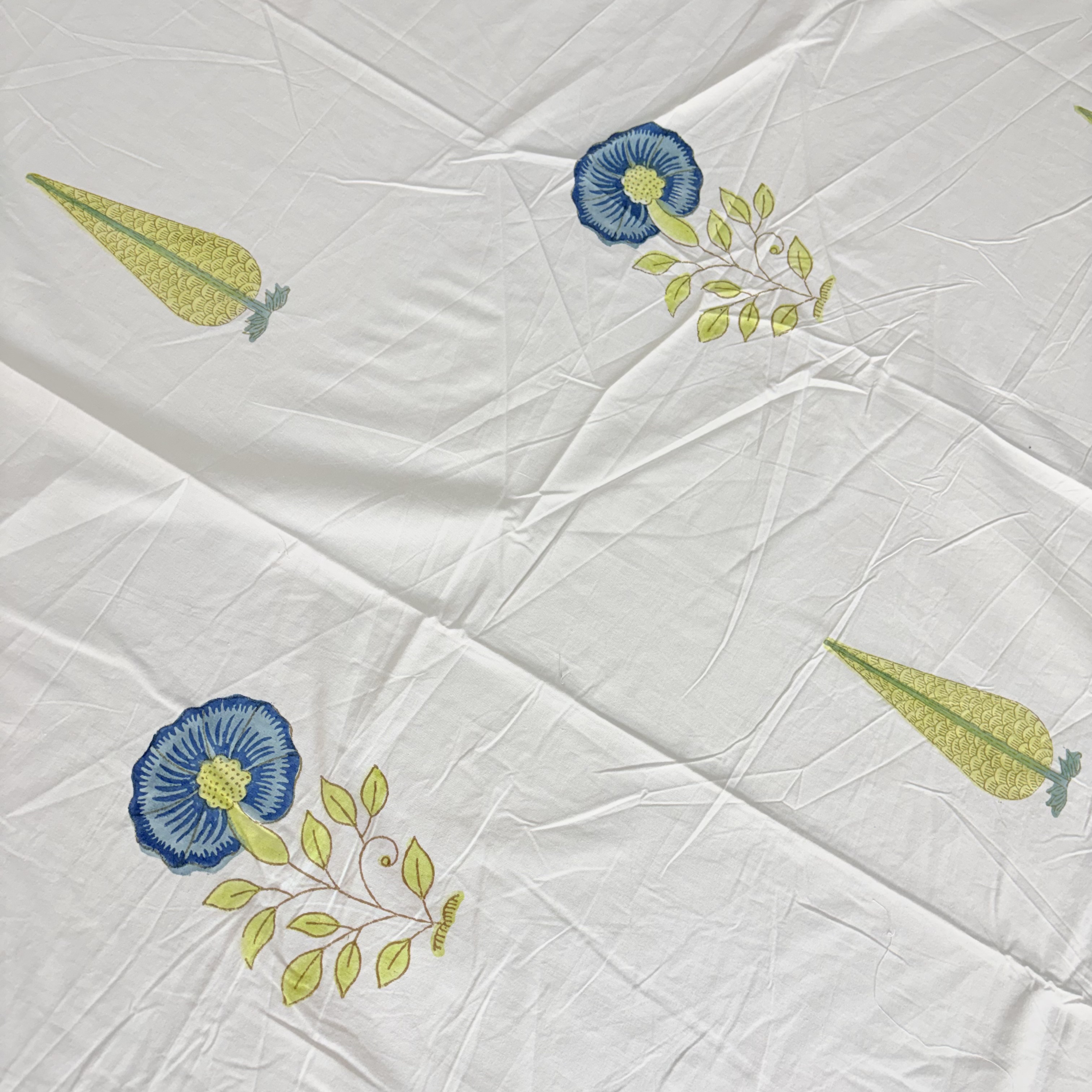 Percale Cotton Handblock Floral Bedsheet Set