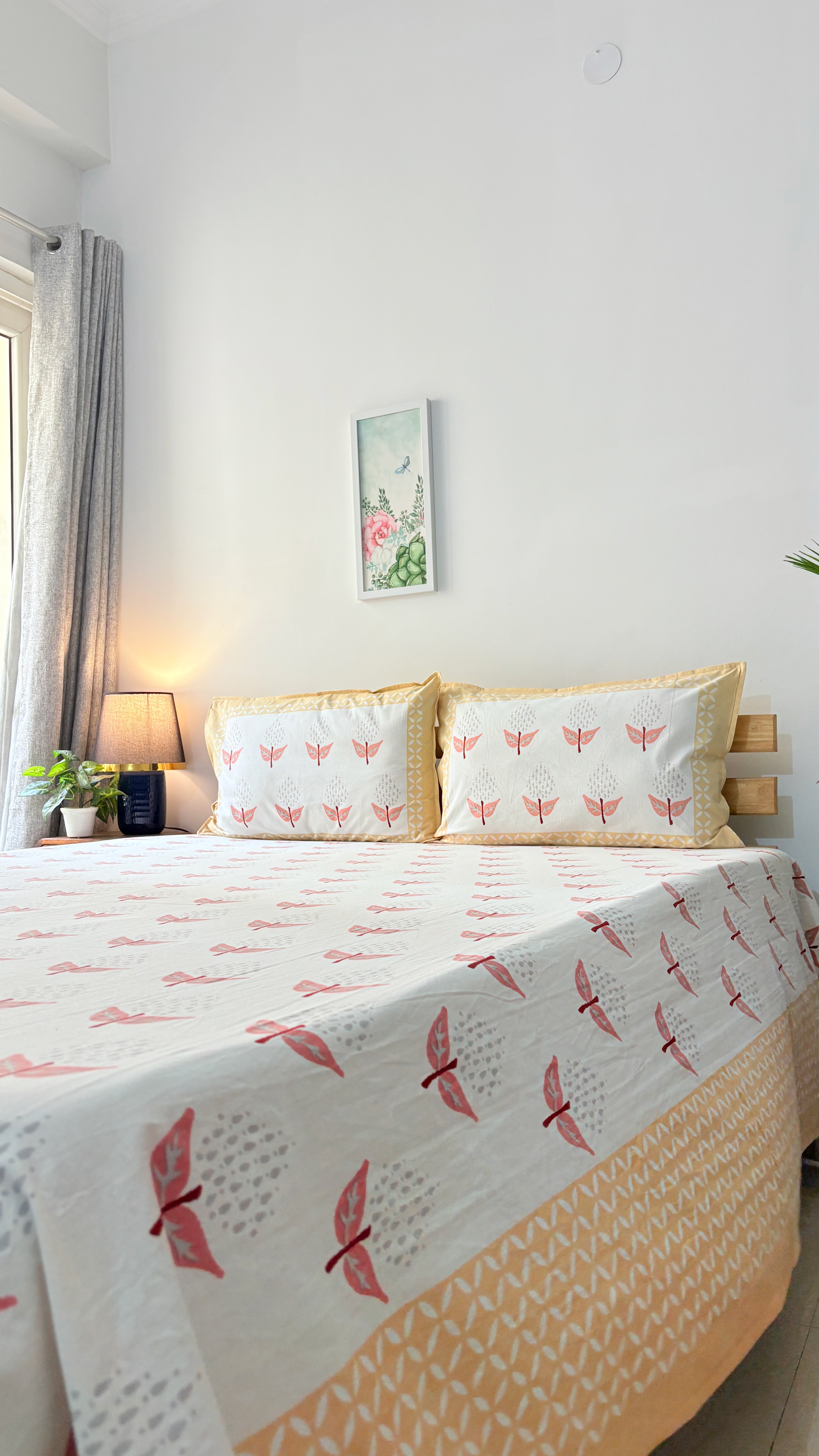 Geometric & Leaf Print Bedsheet Set