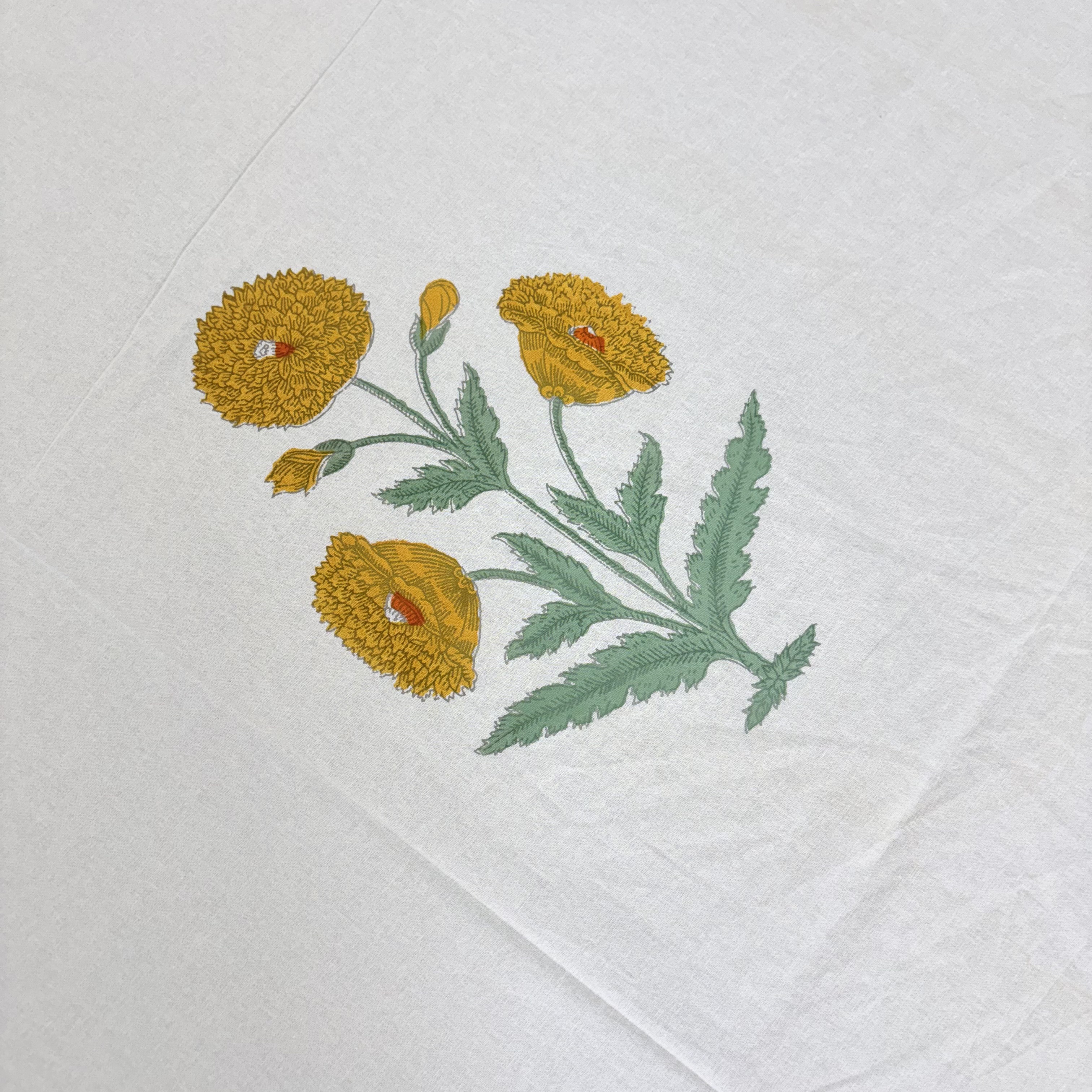 Yellow Floral Cotton Bedsheet Set