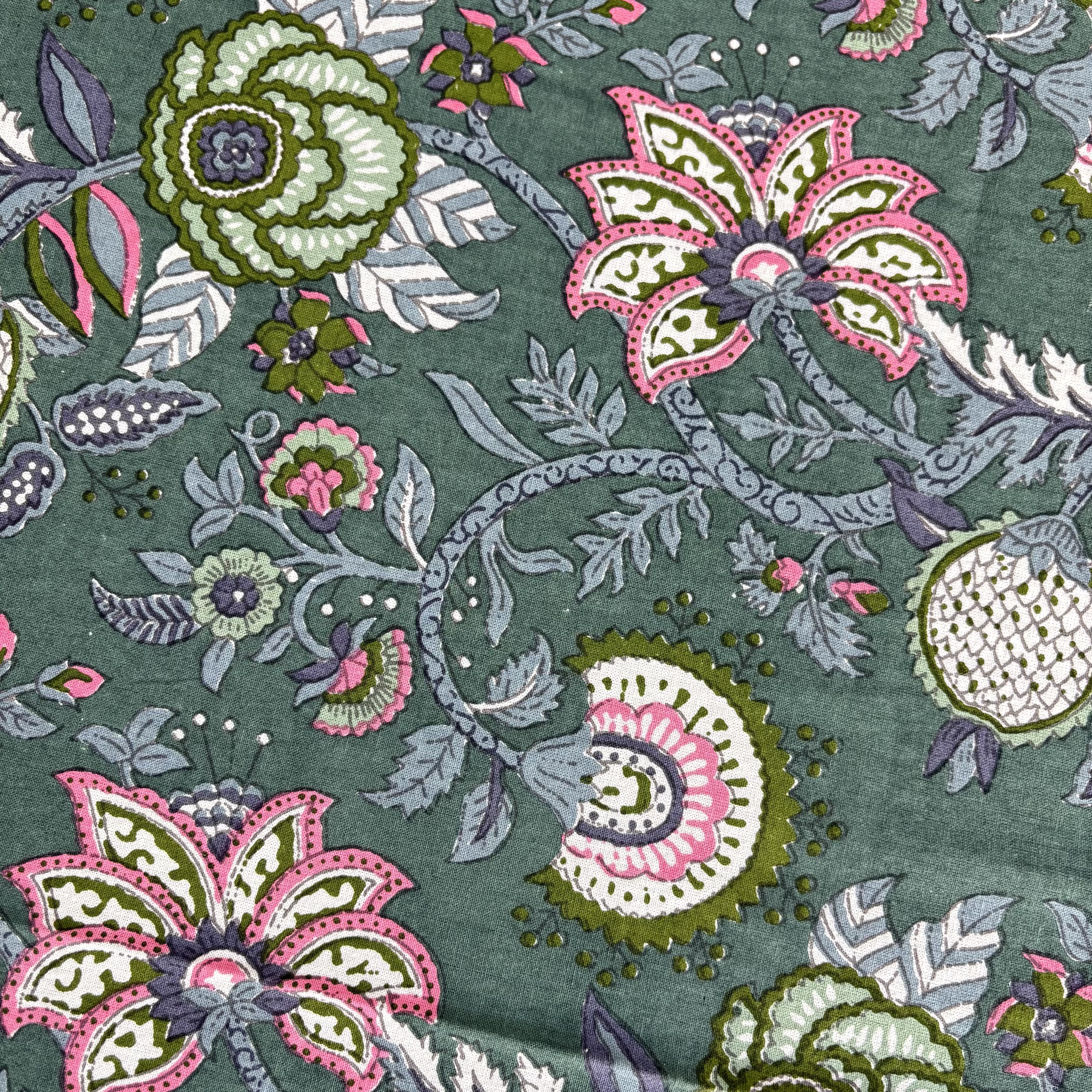 Green Floral Print Double Bedsheet Set