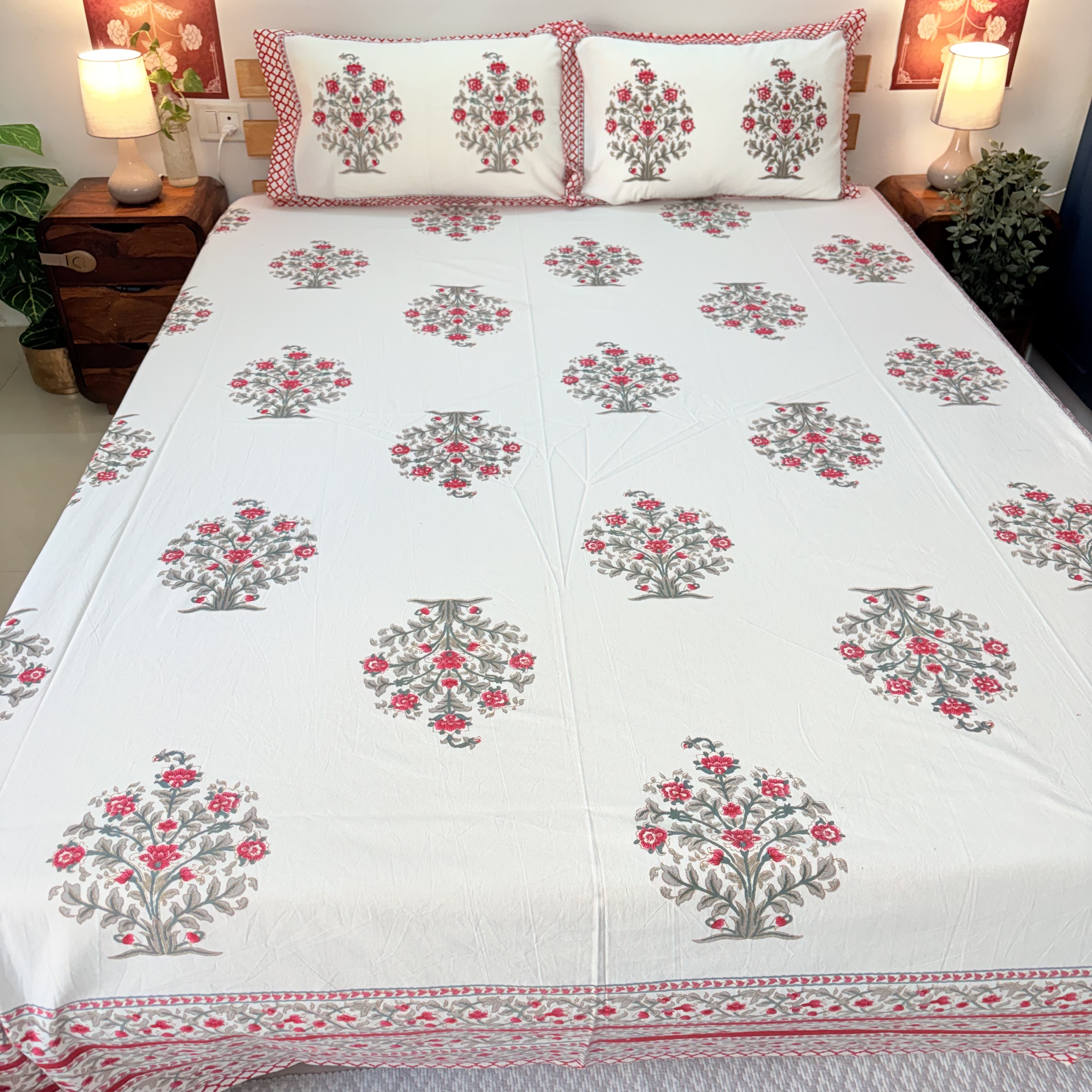 Floral Print Cotton Bedsheet Set