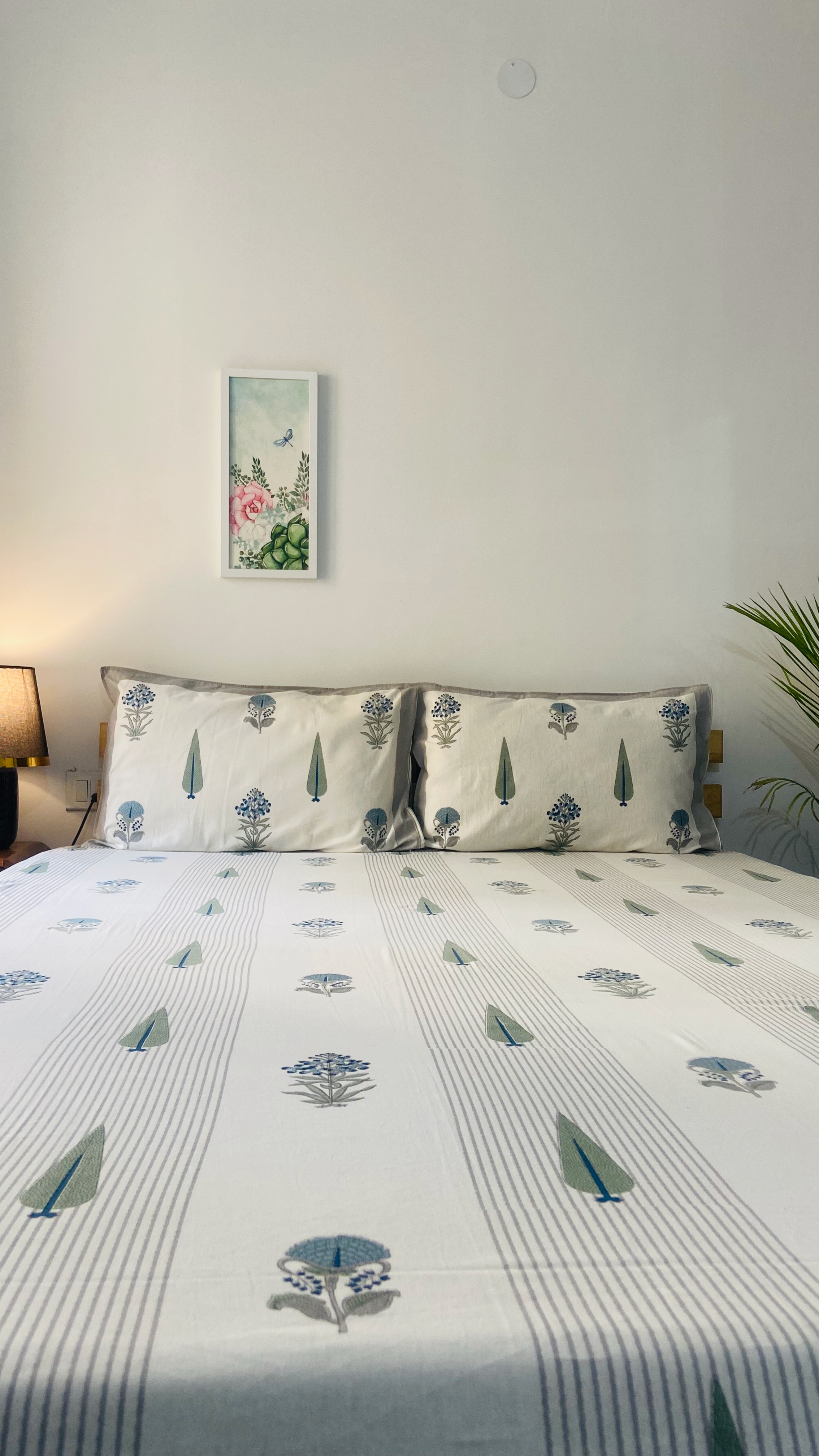 Blue Floral Embroidered Bedsheet Set
