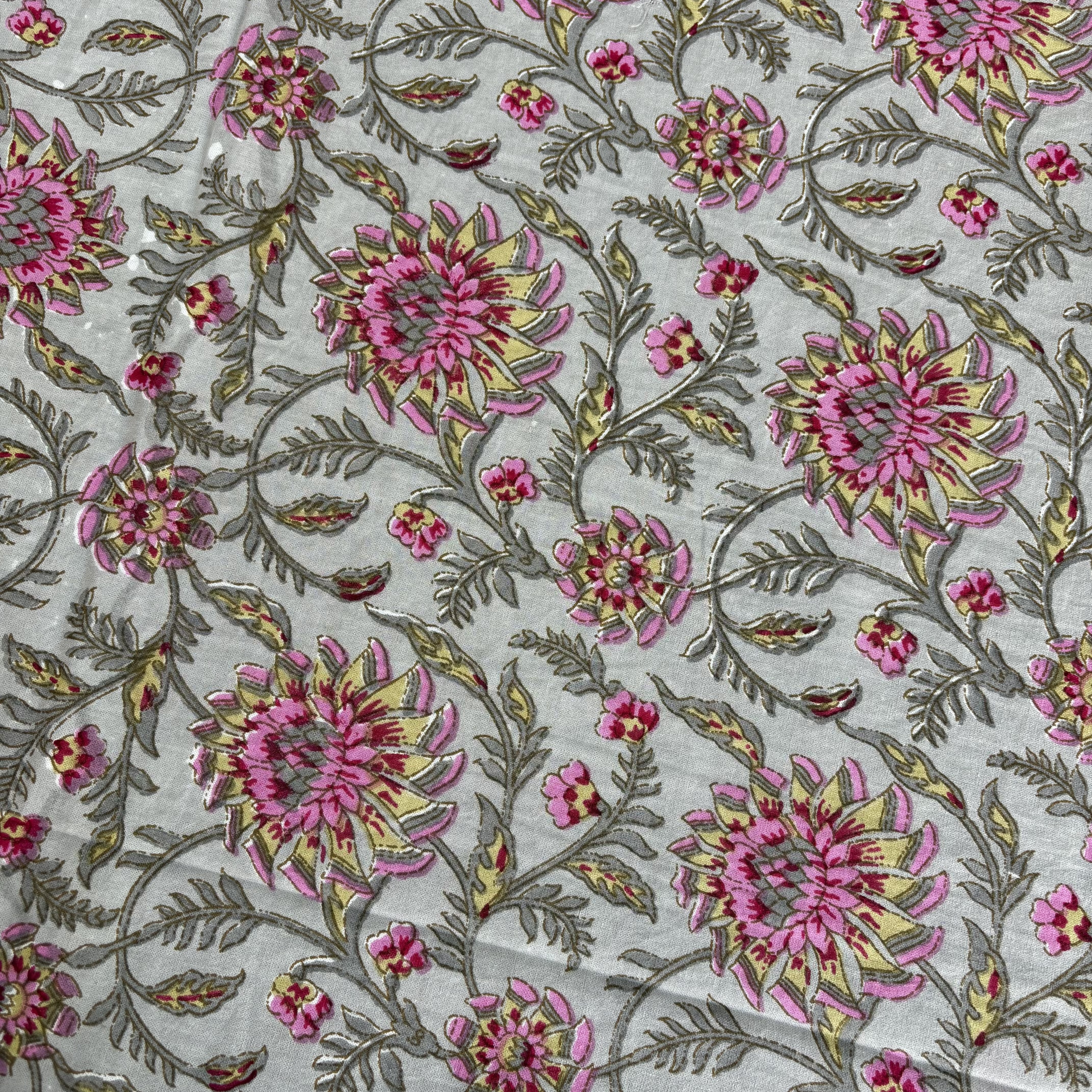 Pink Floral Block Print Bedsheet Set