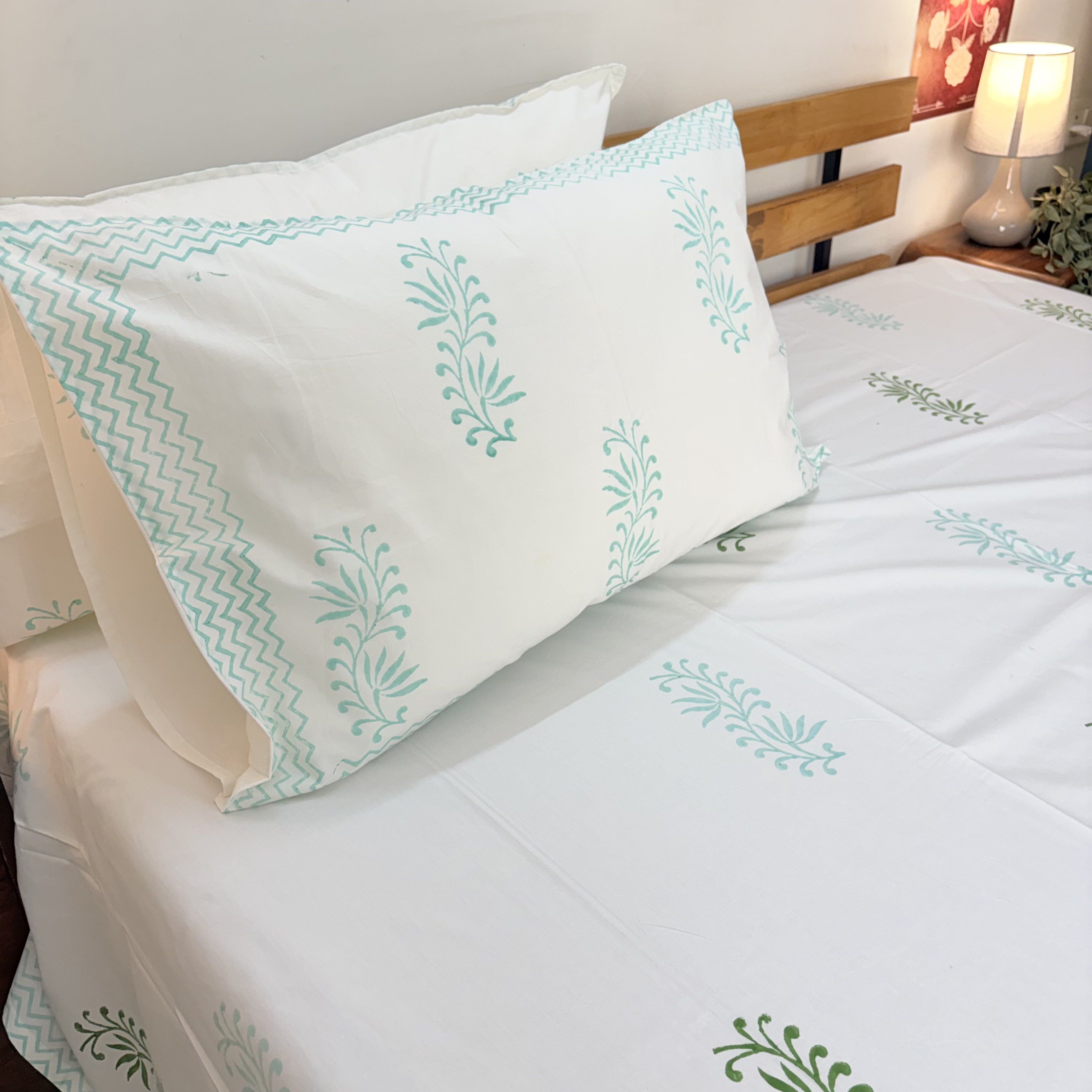 Percale Cotton Handblock Elegant Bedsheet Set
