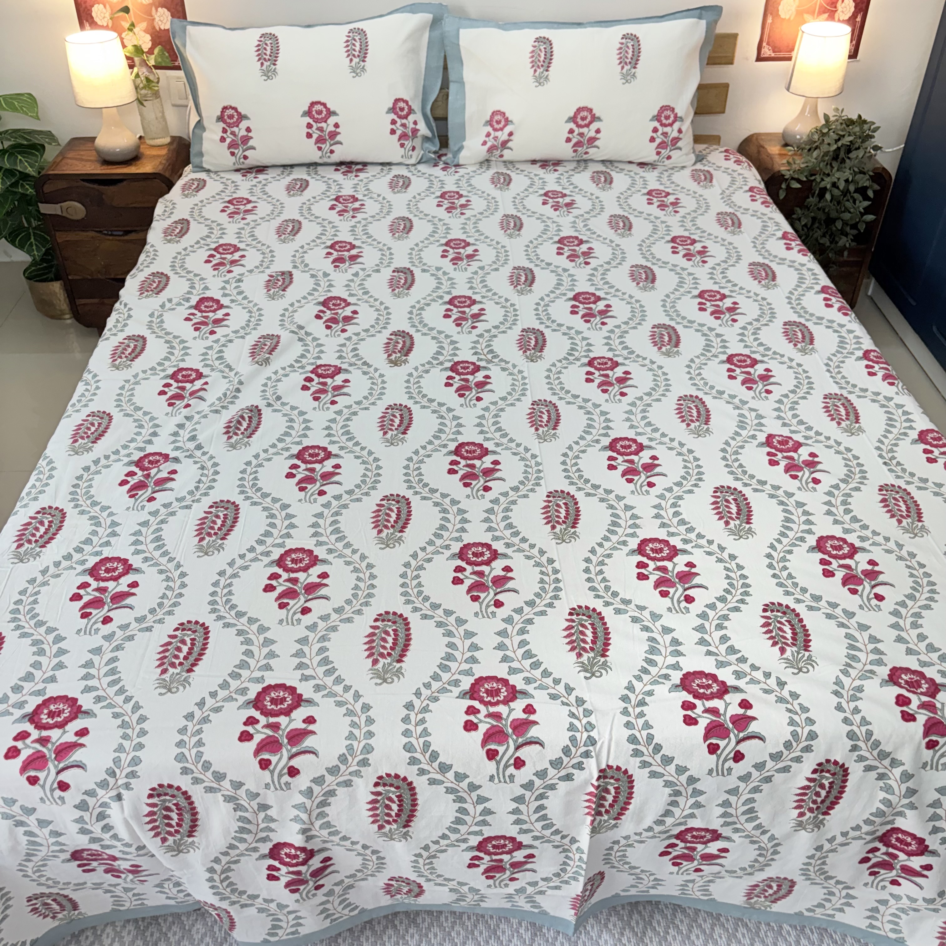 Floral Print Cotton Bedsheet Set