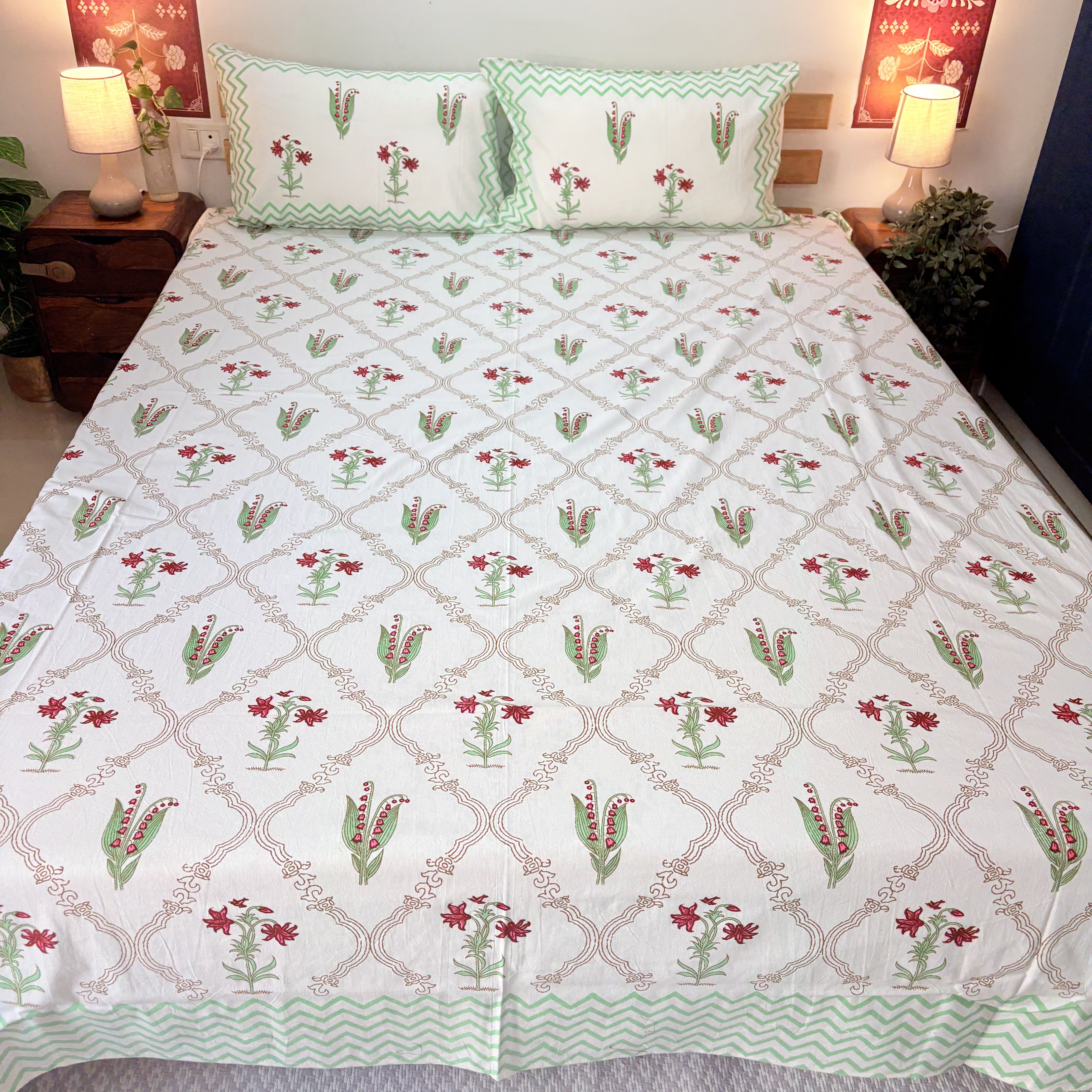 Floral Printed Cotton Bedsheet Set