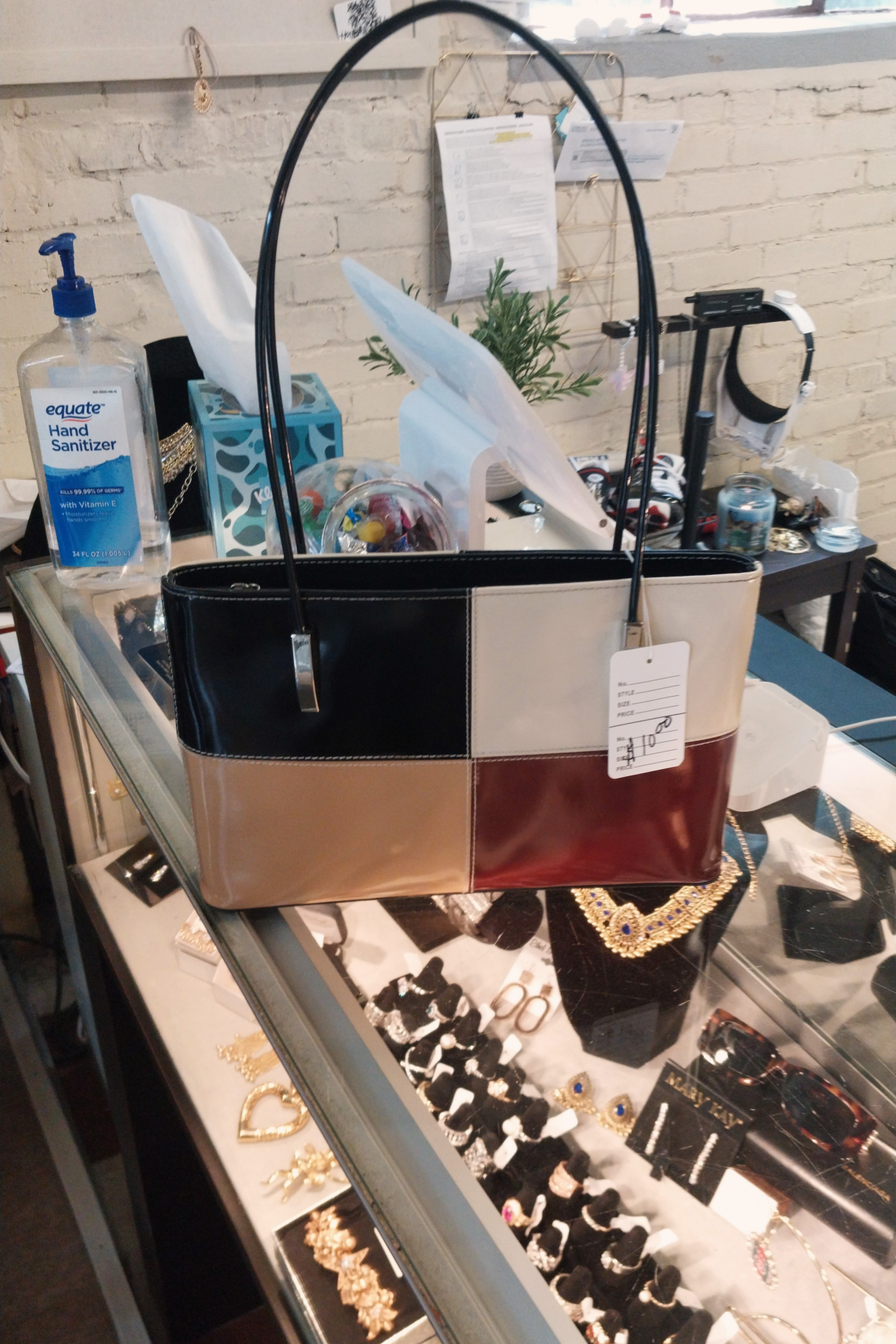 Color Block Leather Handbag