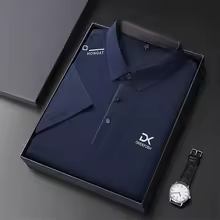 Men’s Business Casual Short Sleeve Polo Shirt – Solid Color Badge Design Breathable Comfortable Versatile Summer Top