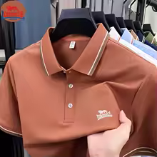 Men’s Summer Polo Shirt with Embroidered Chest Logo – Breathable Comfortable Short Sleeve Business Casual Fashion Top