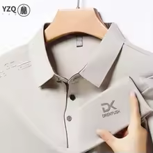 Men’s Business Casual Short Sleeve Polo Shirt – Solid Color Badge Design Breathable Comfortable Versatile Summer Top