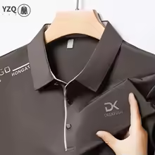 Men’s Business Casual Short Sleeve Polo Shirt – Solid Color Badge Design Breathable Comfortable Versatile Summer Top