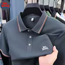 Men’s Summer Polo Shirt with Embroidered Chest Logo – Breathable Comfortable Short Sleeve Business Casual Fashion Top