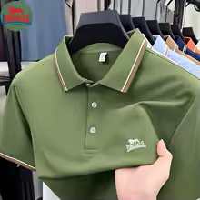 Men’s Summer Polo Shirt with Embroidered Chest Logo – Breathable Comfortable Short Sleeve Business Casual Fashion Top