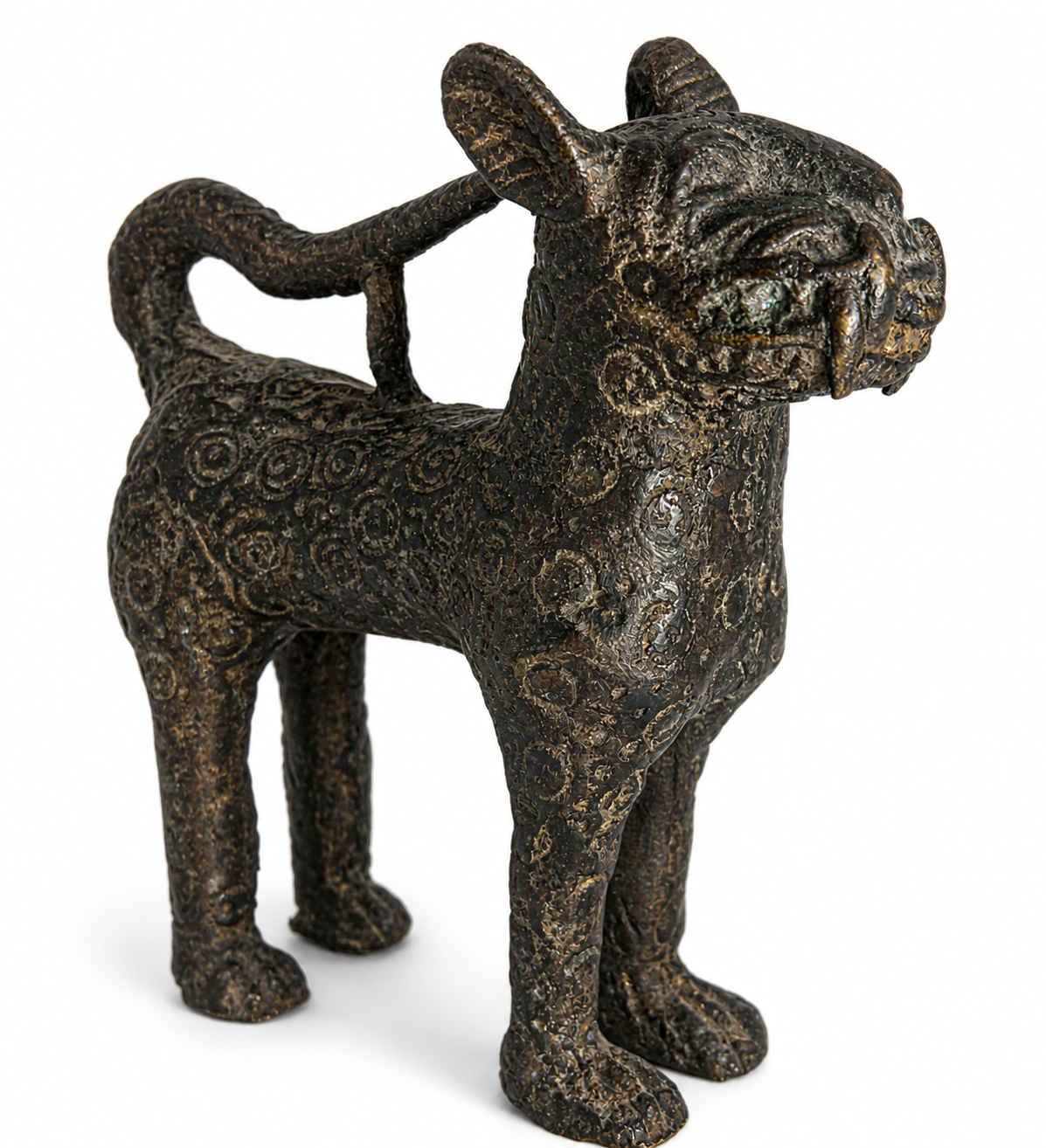 Small Benin Bronze Leopard Figure