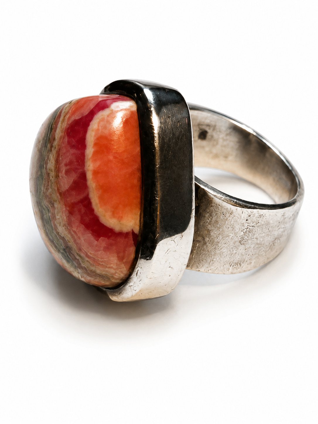 Sterling Silver Rhodochrosite Stone Ring/Size 6