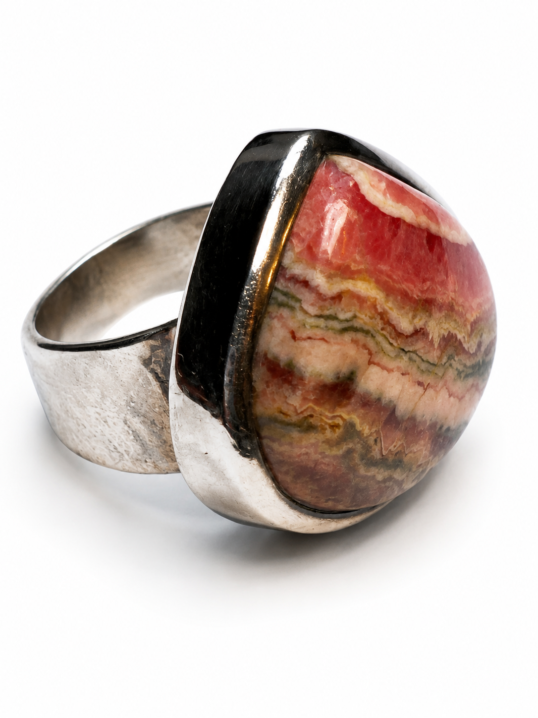 Sterling Silver Rhodochrosite Stone Ring/Size 6