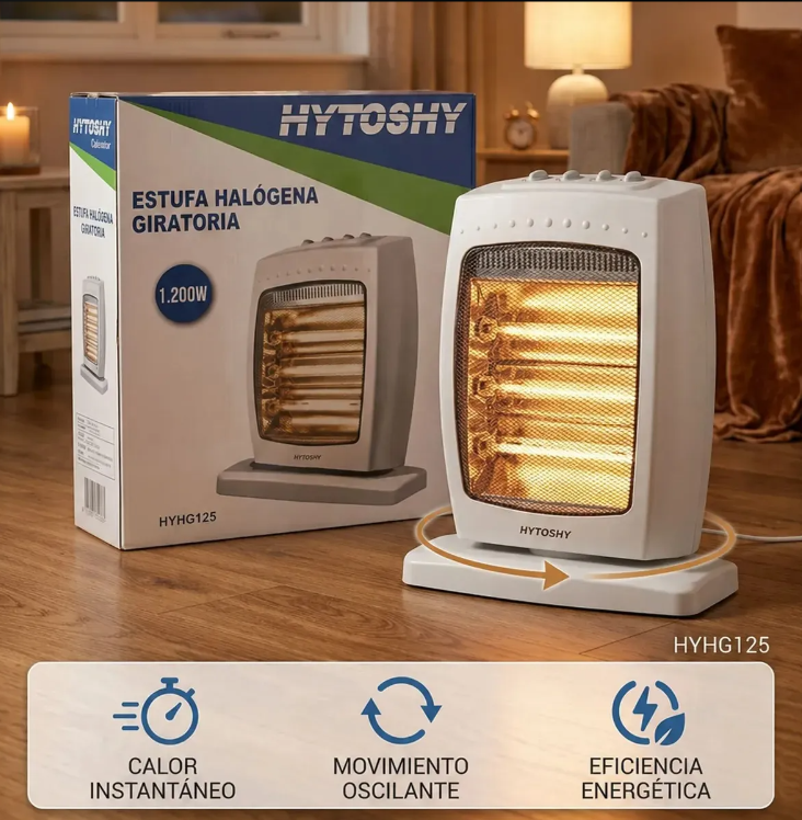 ESTUFA HALOGENA GIRATORIA 3 VELAS(HYHG125)