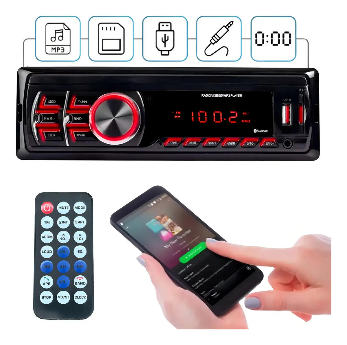 LED AUTO STEREO FIJO P/AUTO (1784)