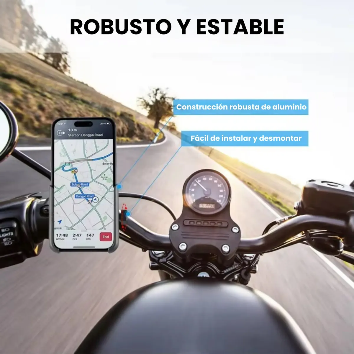 SOPORTE DE MOTO PARA CELULAR METALICO/ALUMINIO( J-1001A )