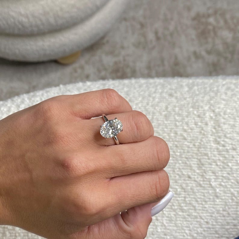 Classic Oval Solitaire Diamond Ring in 925 Silver
