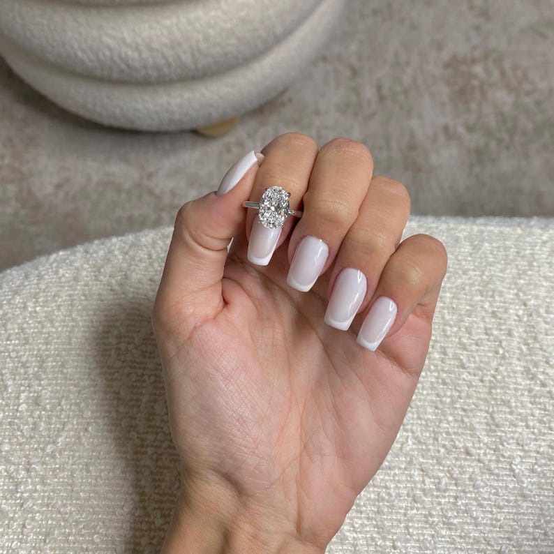 Classic Oval Solitaire Diamond Ring in 925 Silver