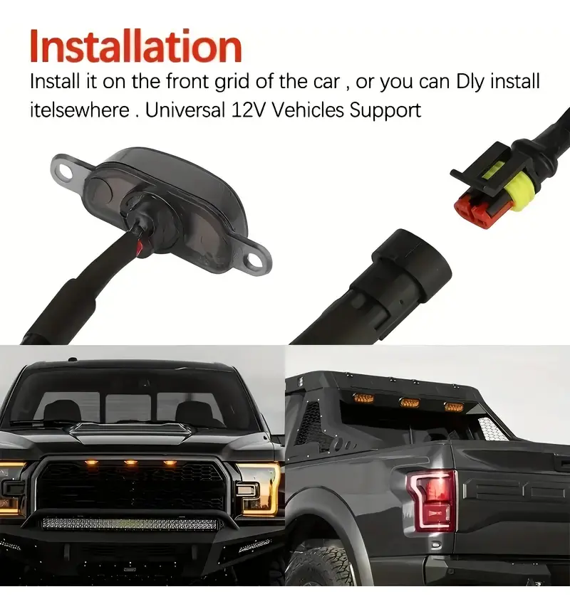 Luces Led Parrilla Universales Ford Raptor Ram Hilux Ranger Fume AMBAR  X4 01357