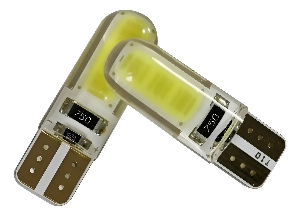 Lampara LED T10 SILICONADA LARGA BLANCA x1 12v 00916