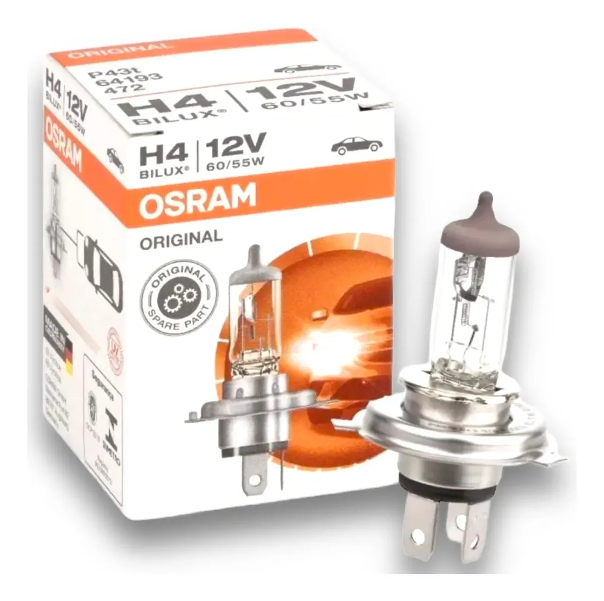 LAMPARA H4 OSRAM 12V 60/55W P43T X1 00924