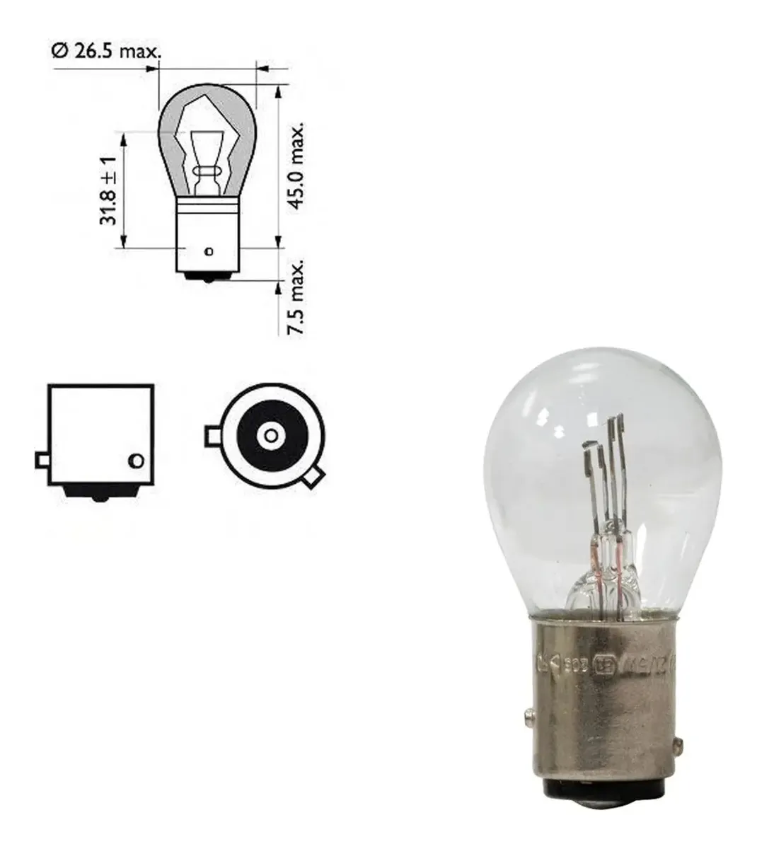 Lampara 2 Polos Pata desparejas P21/5w 12v  00919