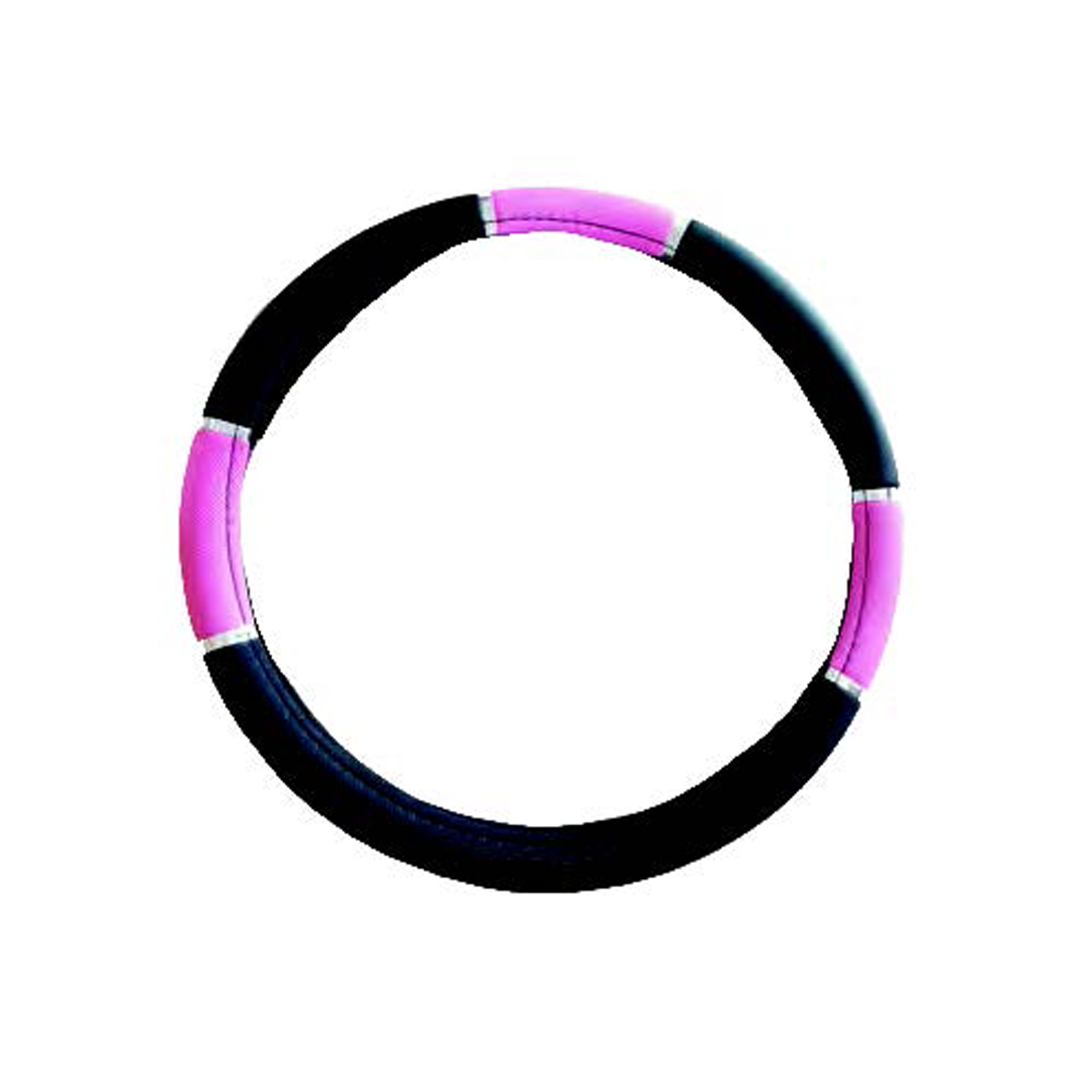 CUBRE VOLANTE PVC 38 CM ROSA CON NEGRO CON CROMADO 00850