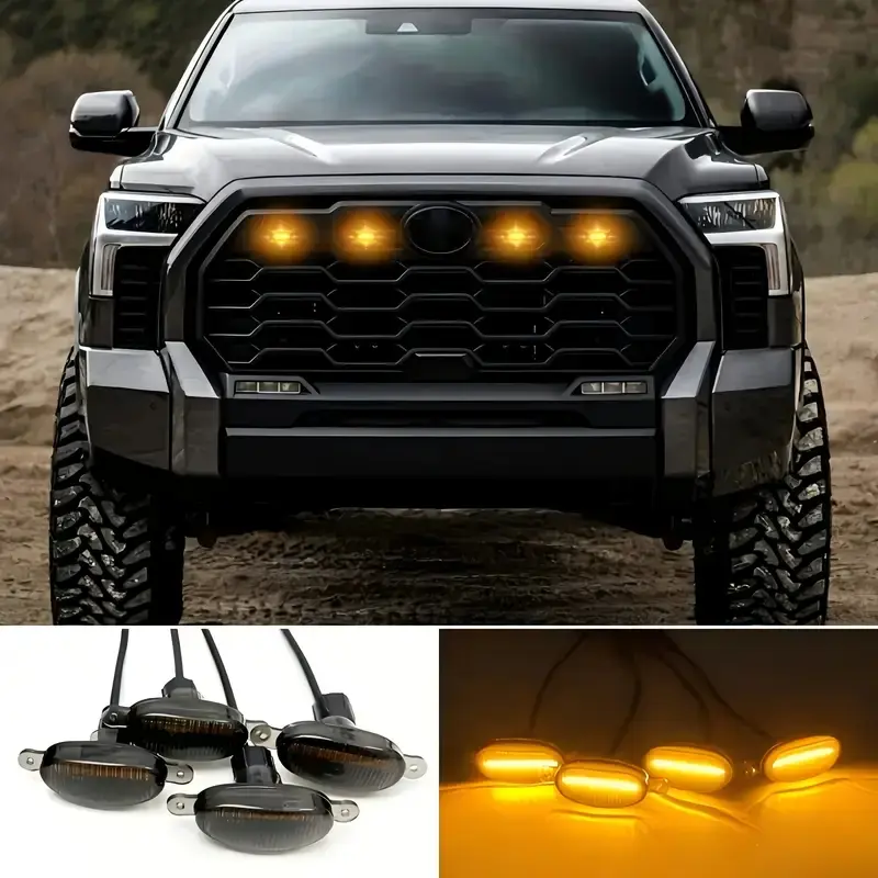 Luces Led Parrilla Universales Ford Raptor Ram Hilux Ranger Fume AMBAR  X4 01357