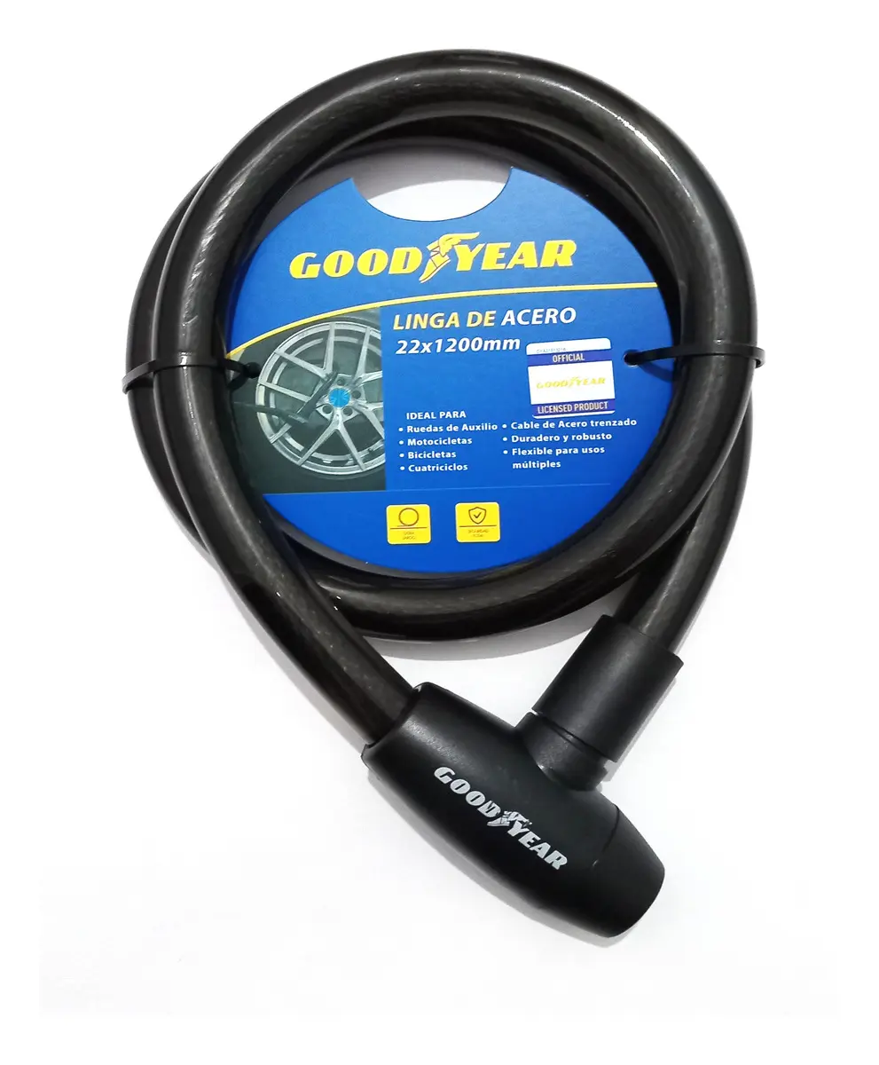 Linga Candado Traba Piton Motos Bicicletas 120 cm Llaves Seguridad Robo 01361