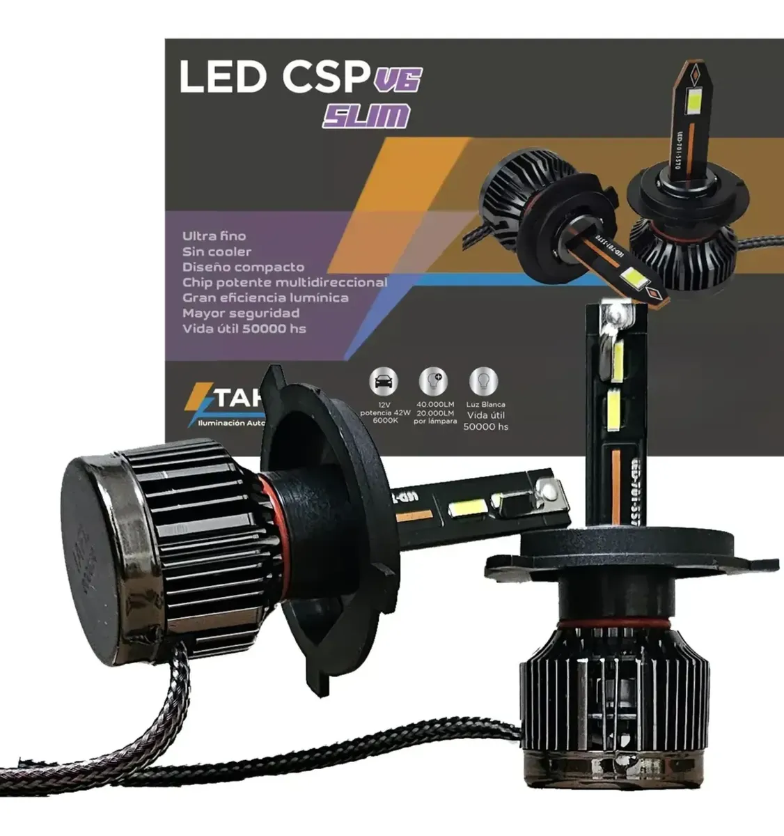 KIT LED CSP V6 SLIM H4 CHIP CSP 40.000 LM  00854