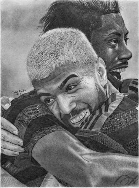 Soccer Victory Embrace Sketch