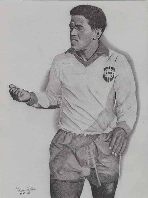 Vintage Soccer Player Pencil Drawing