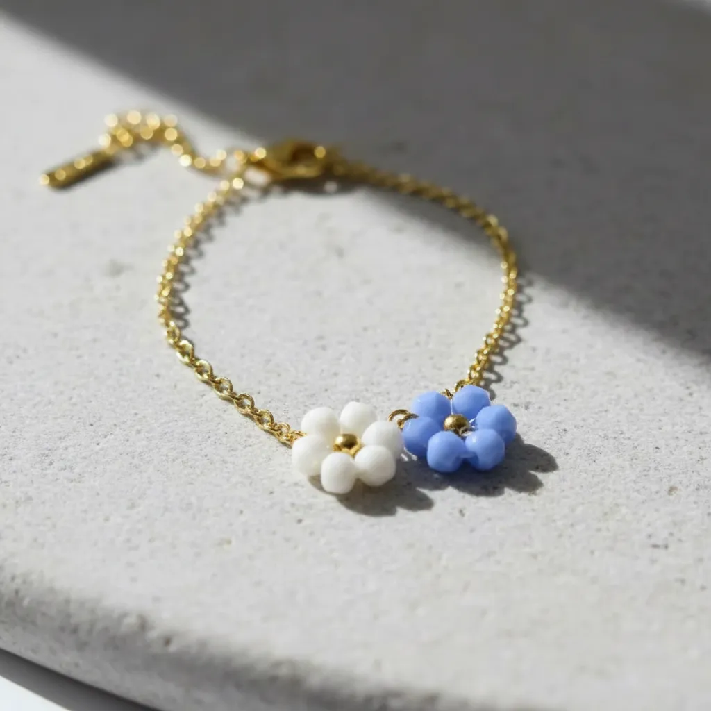 Pulsera Destello Celeste Acero Dorado | Marisbracelets ✨