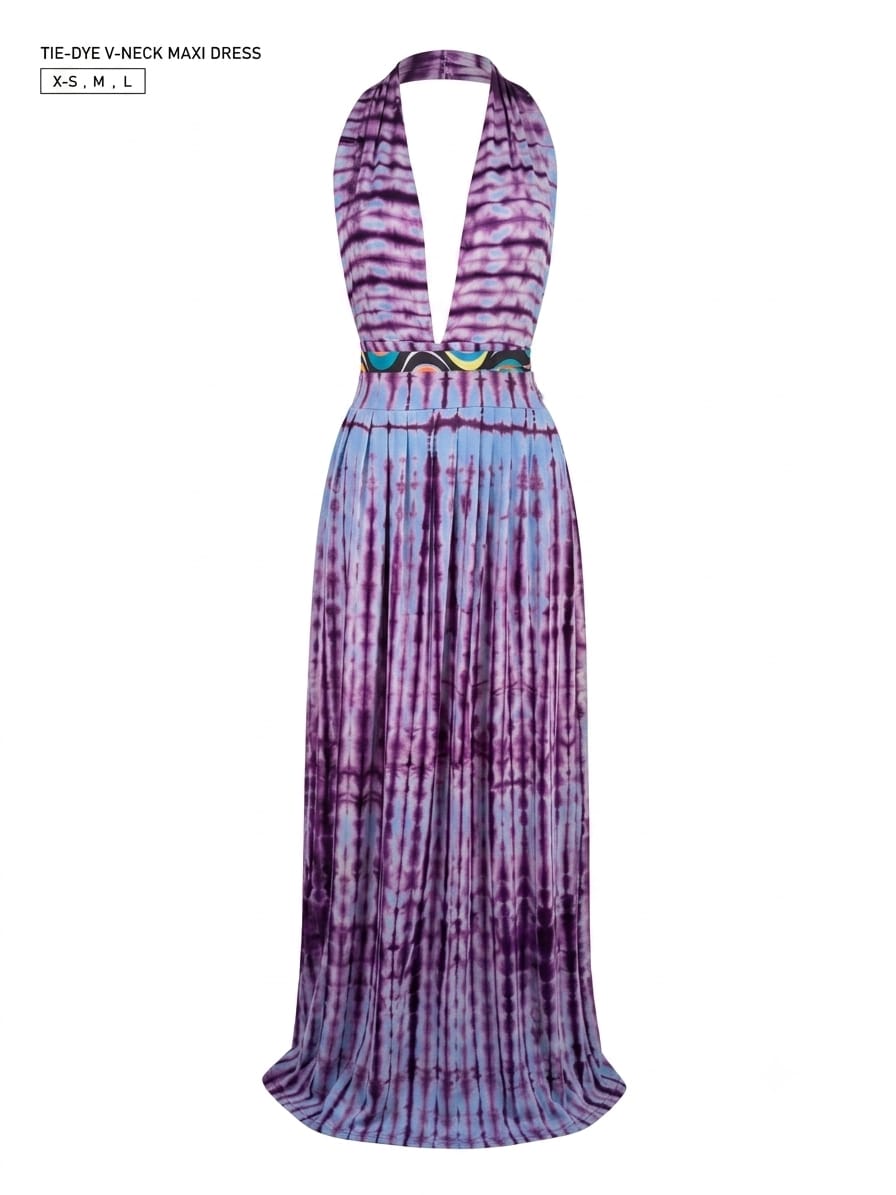 Tie-Dye V-Neck Maxi Dress