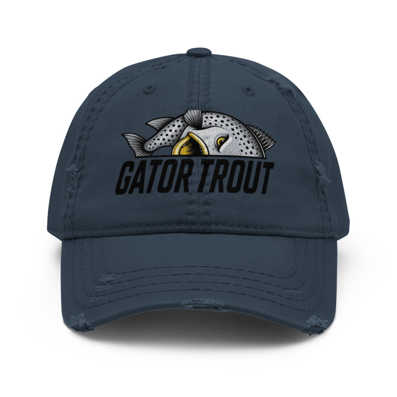 Gator Trout Yellow Mouth Distressed Dad Hat