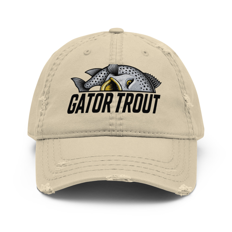 Gator Trout Yellow Mouth Distressed Dad Hat