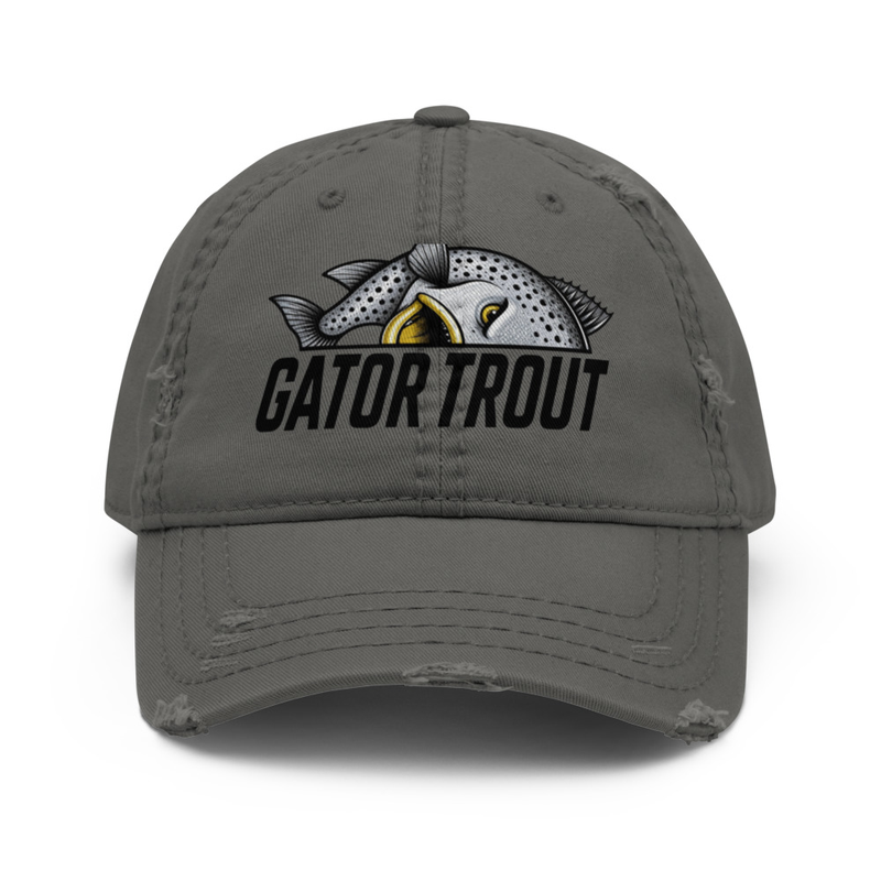 Gator Trout Yellow Mouth Distressed Dad Hat