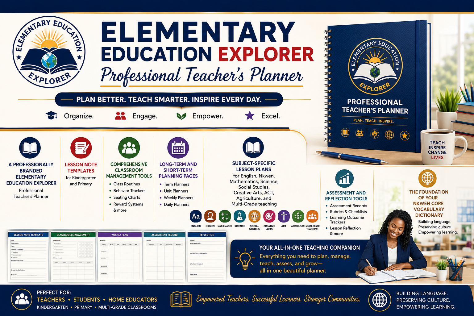 Elementary Education Explorer Professional Teacher’s Planner for Long-term 